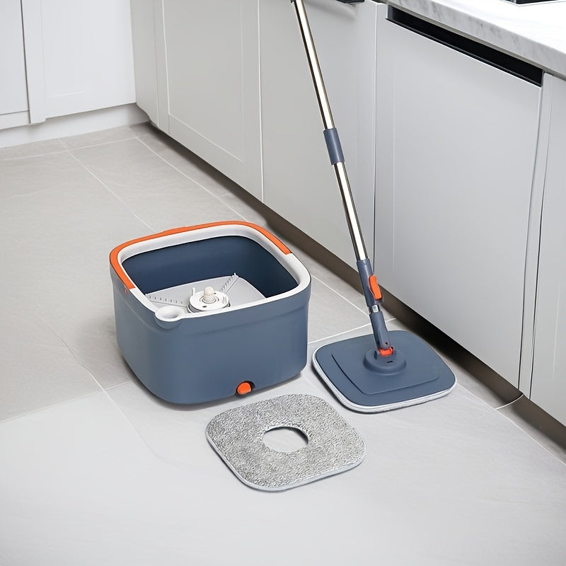 Effortlessly clean your floors with the EasyWring Spin Mop and Bucket Set. This convenient set includes a separate dirt chamber for hand-free washing, making it perfect for both wet and dry cleaning in kitchens, bathrooms, and living rooms. Constructed