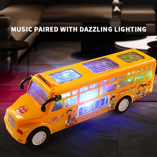 All-Wheel Drive Simulation Bus and Car Toy with Music and Lights, Electric School Bus, Perfect Gift for Boys and Girls