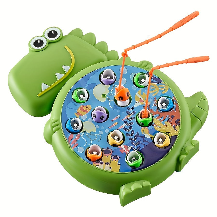 Interactive educational toy set for youngsters: Magnetic Dinosaur Fishing Game in Green/Blue