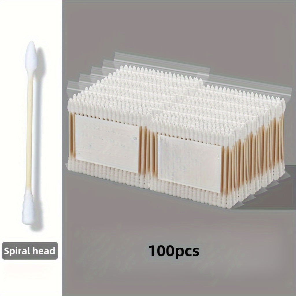 Box of 500 double-headed disposable swabs for ears, babies, and makeup removal.