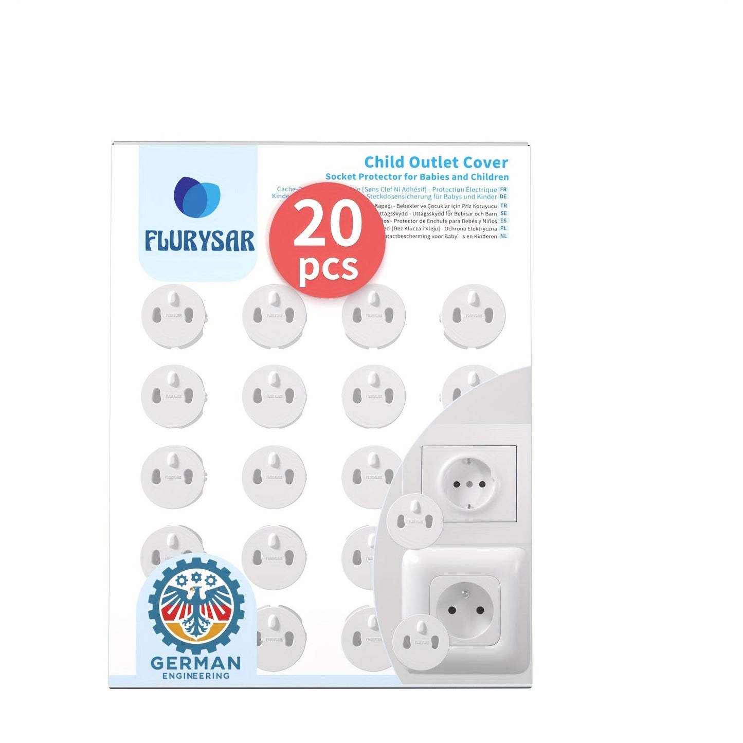 Protect your child with this 20-pack of safety outlet covers. These covers are made of BPA-free ABS material and are easy to install. They are white in color and compatible with French, German, Belgian, Polish, Slovak, Czech, Spanish, Dutch, and