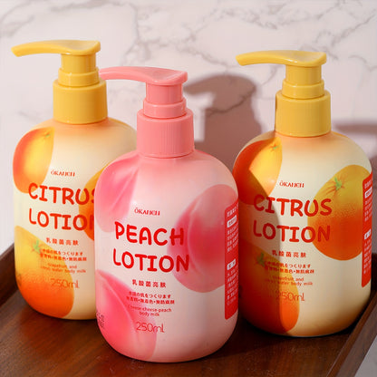 Peach Citrus Body Lotion with Hyaluronic Acid, Nicotinamide, Vitamin C, and Vitamin E for Dry Skin