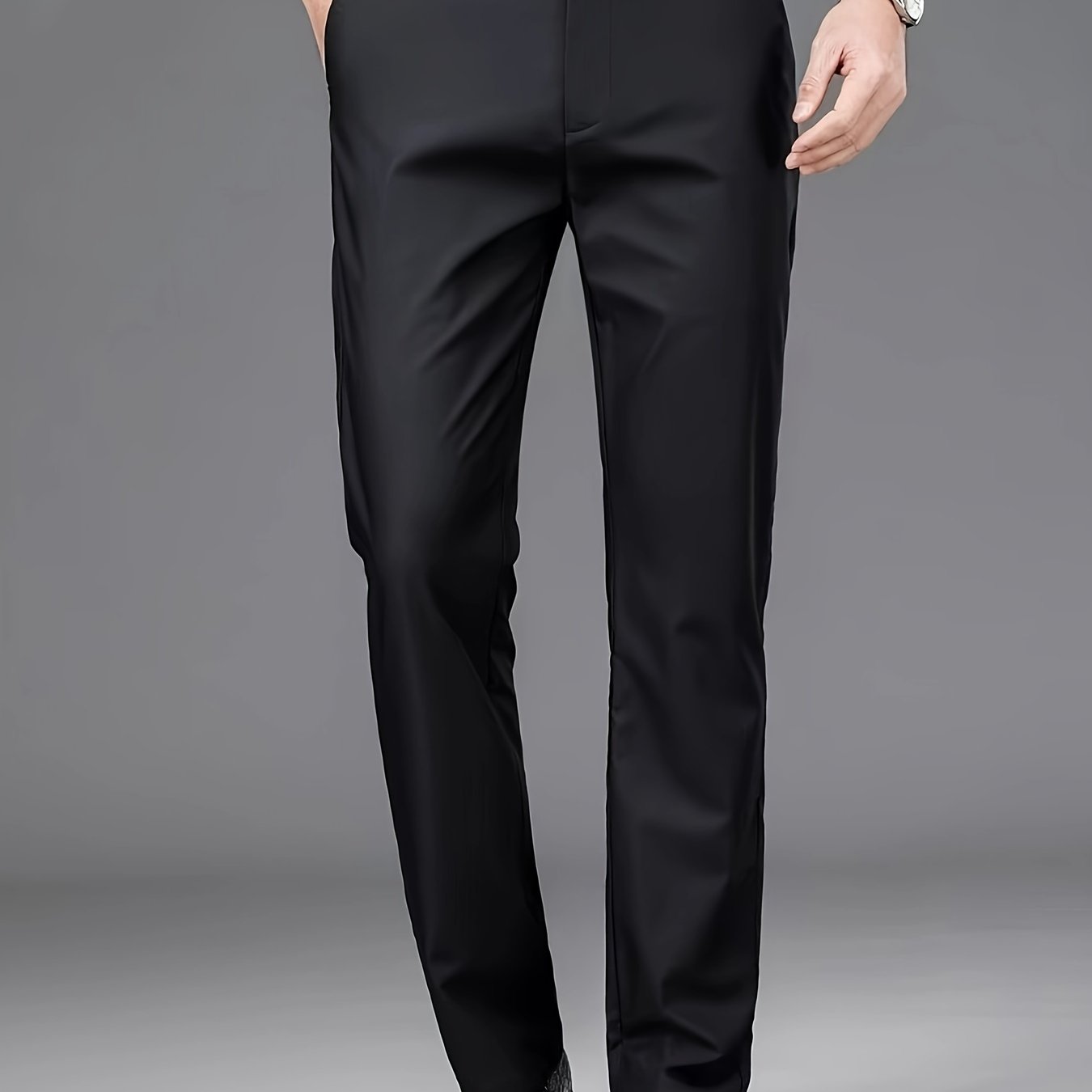 This is a versatile pair of men's straight-leg suit pants suitable for both professional or casual wear during autumn and winter.