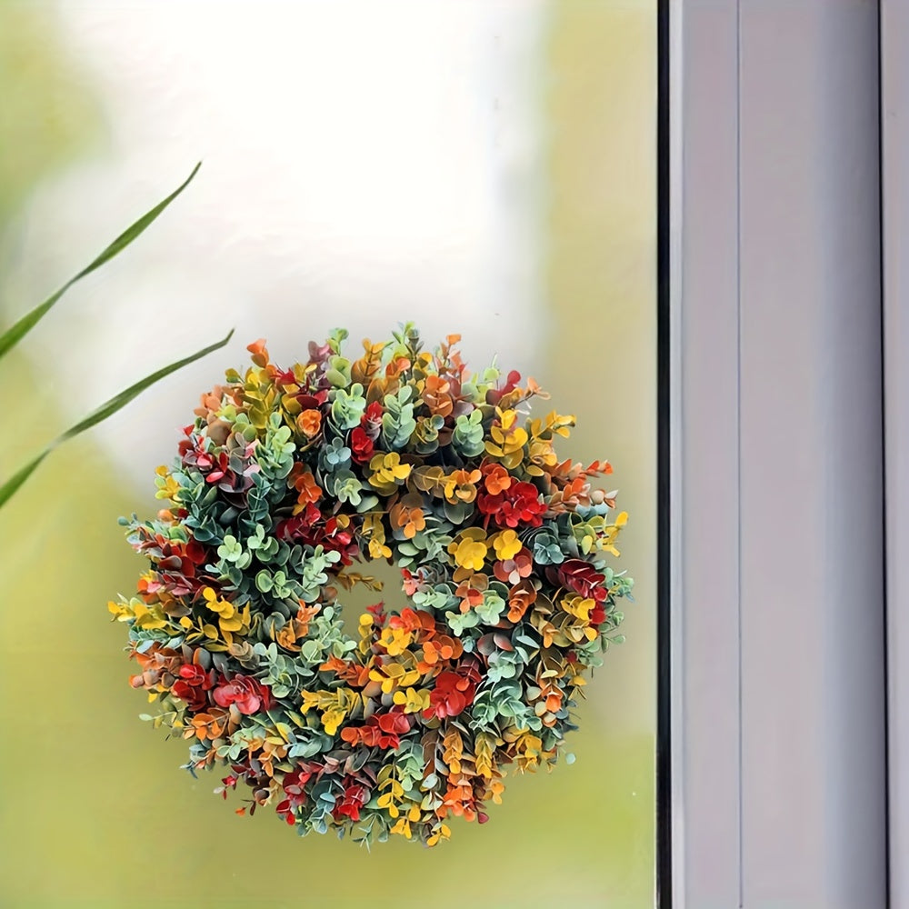 Add a festive touch to your living room decor with this Christmas wreath wall decal. Measuring 29.97cm round, this self-adhesive PVC sticker is perfect for creating a reusable floral art display for the holiday season. Perfect for Christmas and beyond.