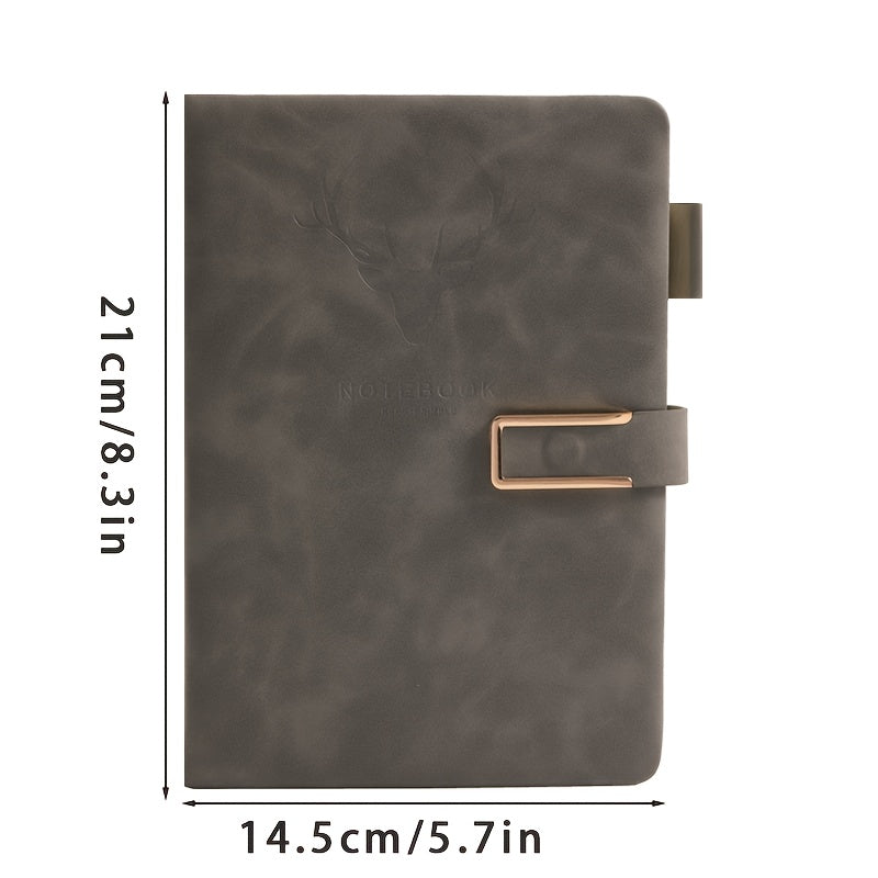 Vintage A5 faux leather notebook ideal for business meetings and college students.