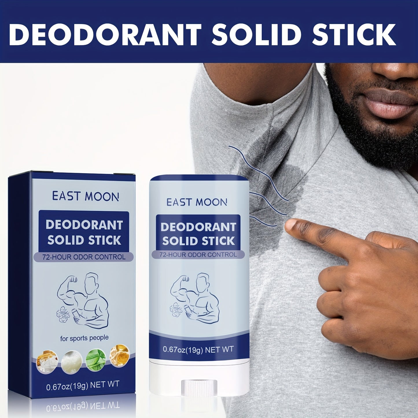 East Moon Men's Solid Stick provides 72-hour odor protection and a long-lasting fragrance in a portable and dry clean formula.