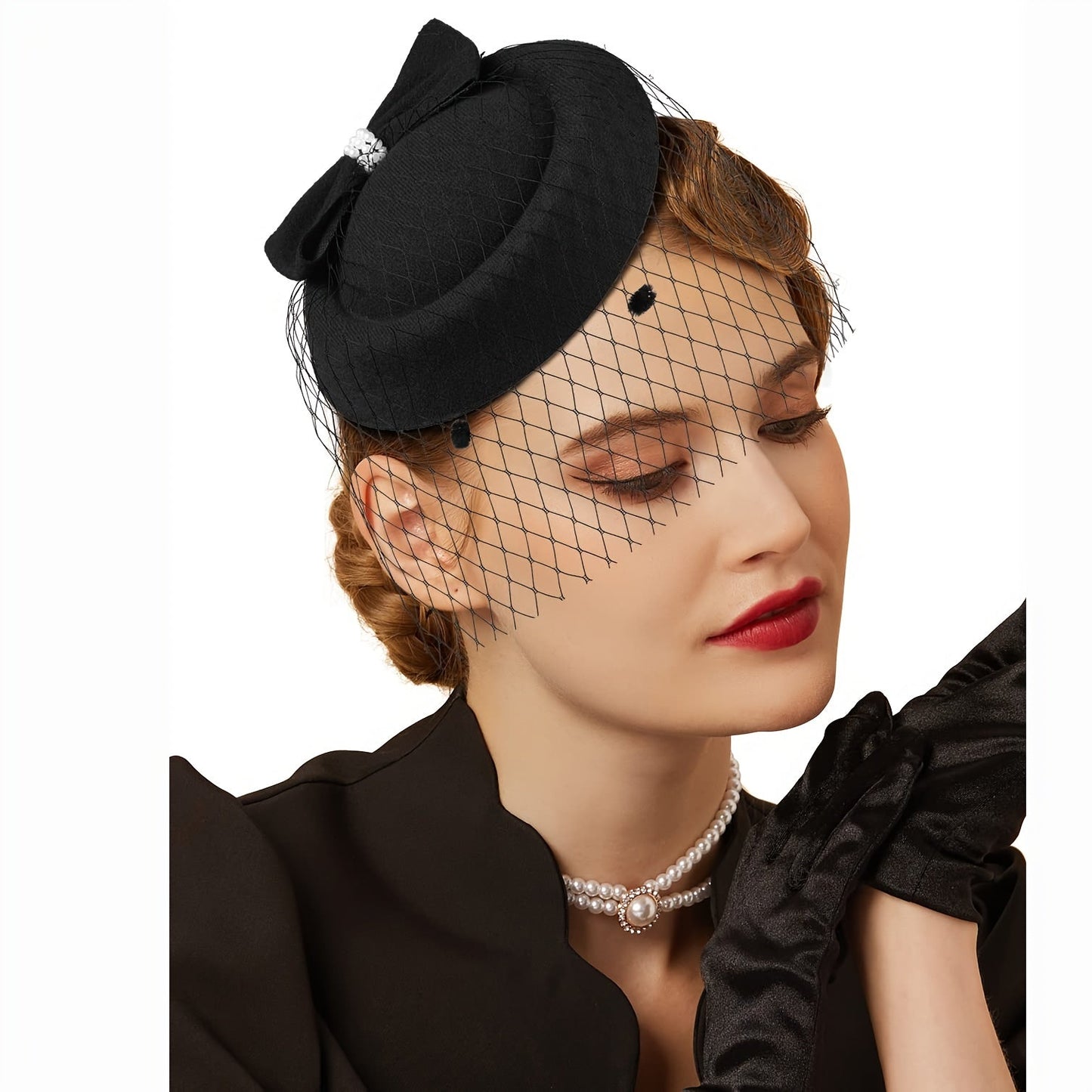 Elegant Pillbox Hat Hair Clip Fascinator for Ladies in Retro Style, Perfect for Cocktail Parties, Tea Parties, and Special Occasions.