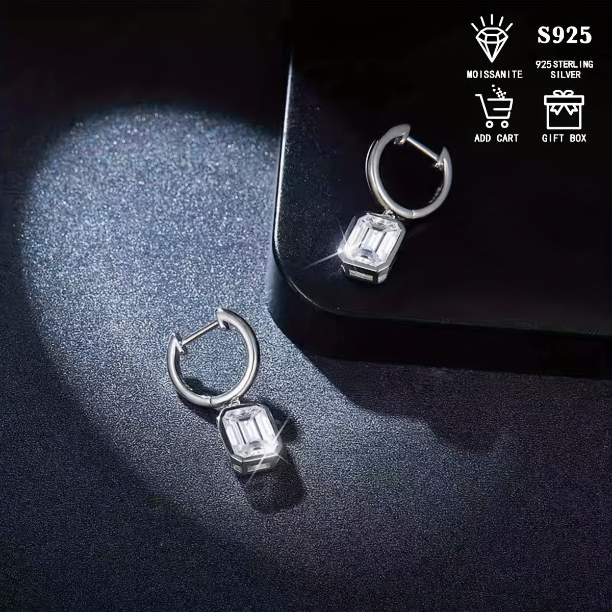 Elevate your style with these exquisite Rectangular Stud Earrings made from S925 Sterling Silver, featuring stunning 1.6ct Moissanite stones. Hypoallergenic and designed in a Bohemian Luxurious Style, these earrings are perfect for Fashionable Daily Wear