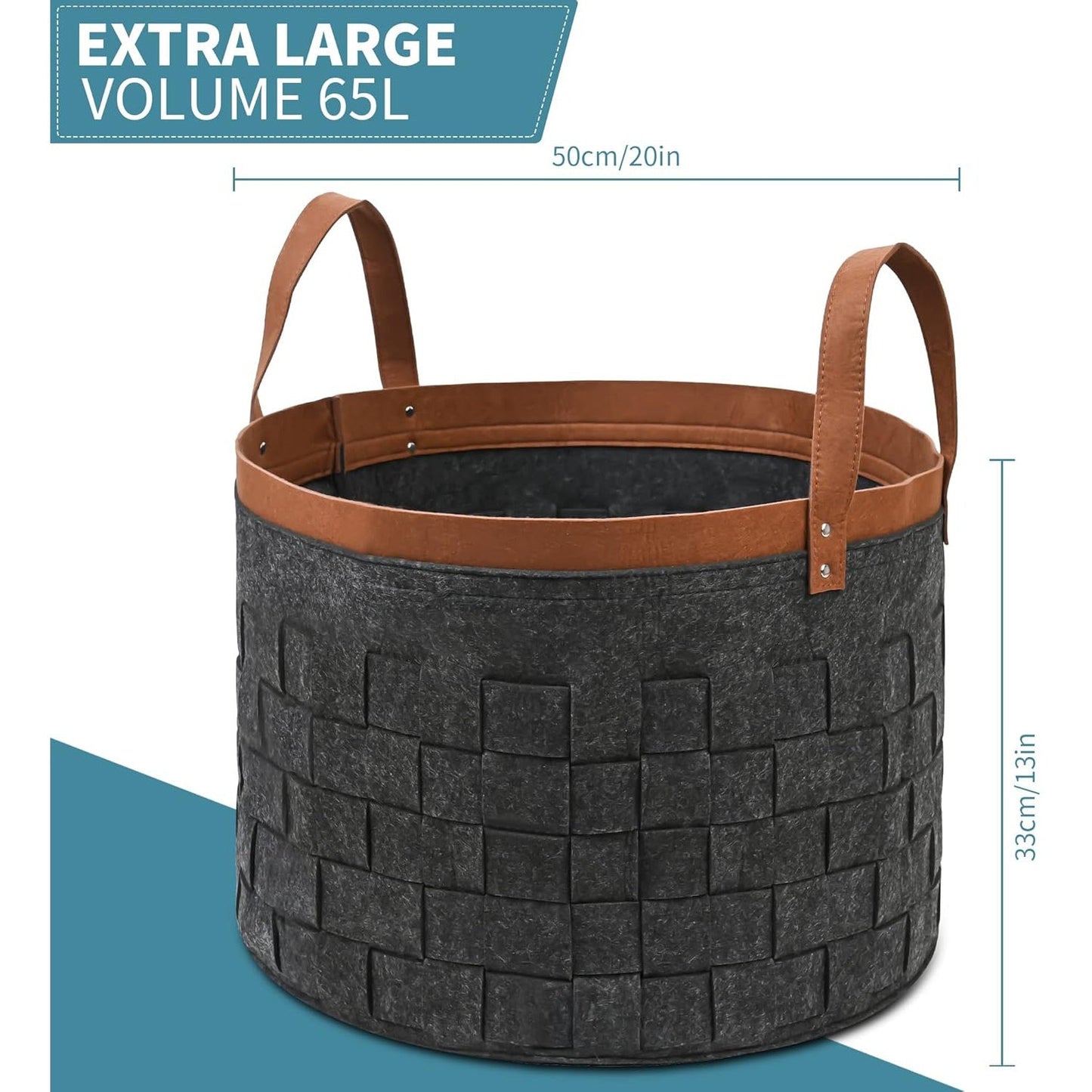 Elegantly designed with reinforced handles, this felt firewood basket is a stylish and sturdy storage solution for your fireplace or wood stove. It is collapsible and perfect for holding logs, clothes, books, and other items in a neat and organized