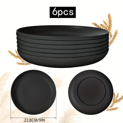 6 unbreakable PP plates for dining, fruit, snacks, and desserts at home, restaurants, picnics, camping, and parties.