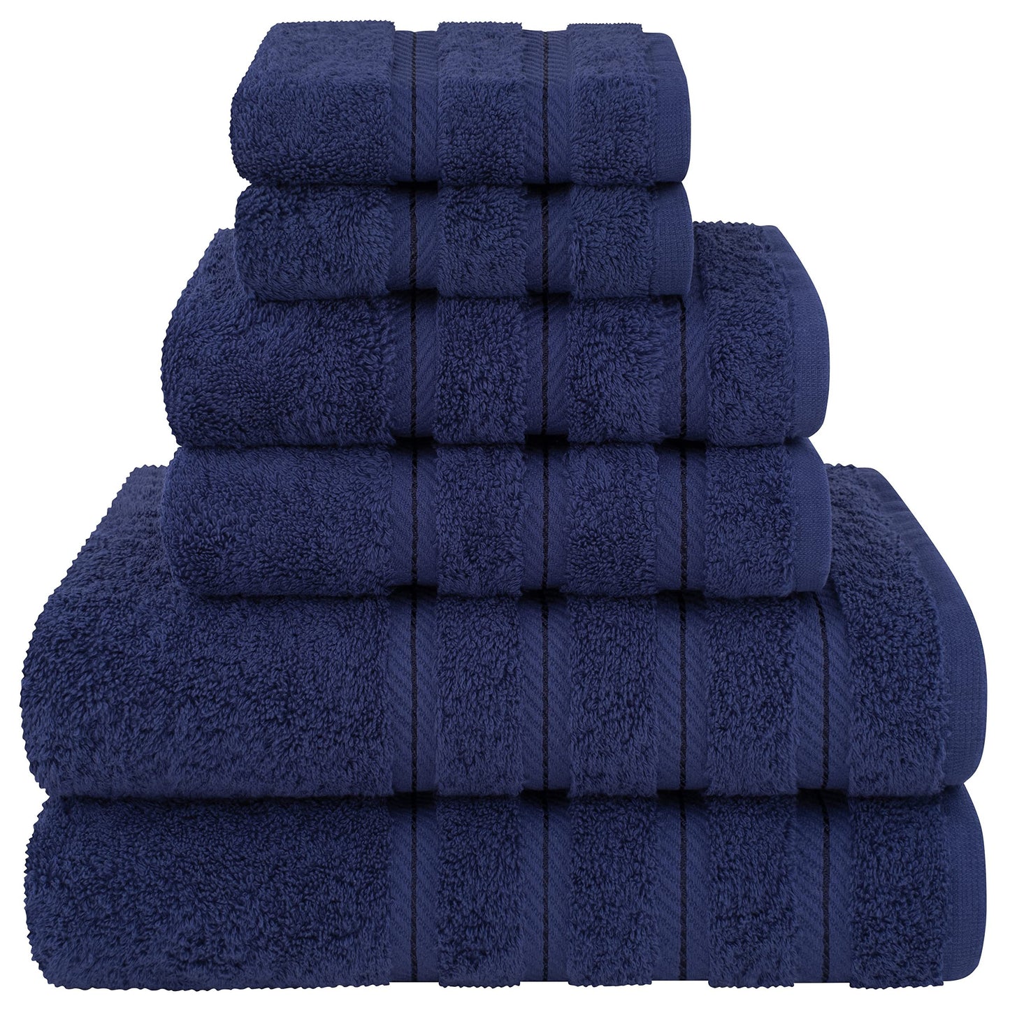 6-piece soft towel set includes 2 bath towels, 2 hand towels, and 2 washcloths in solid color cotton for bathroom, hotel, home, and travel.