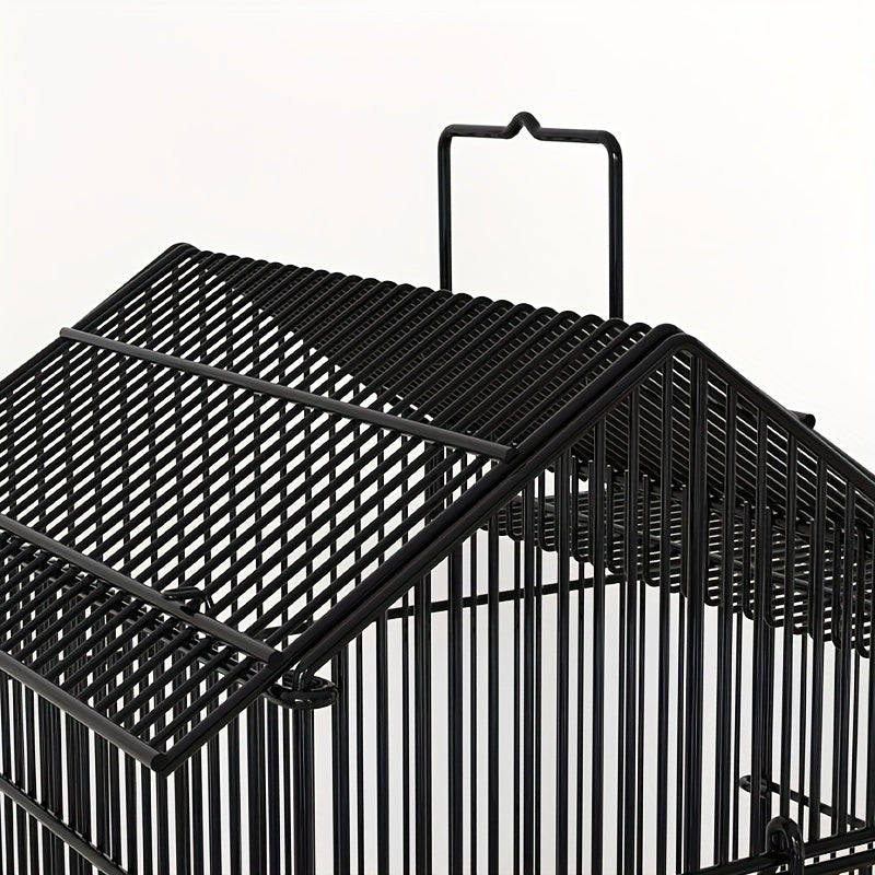 Large multi-layer bird cage with welded wire mesh for one pet bird.