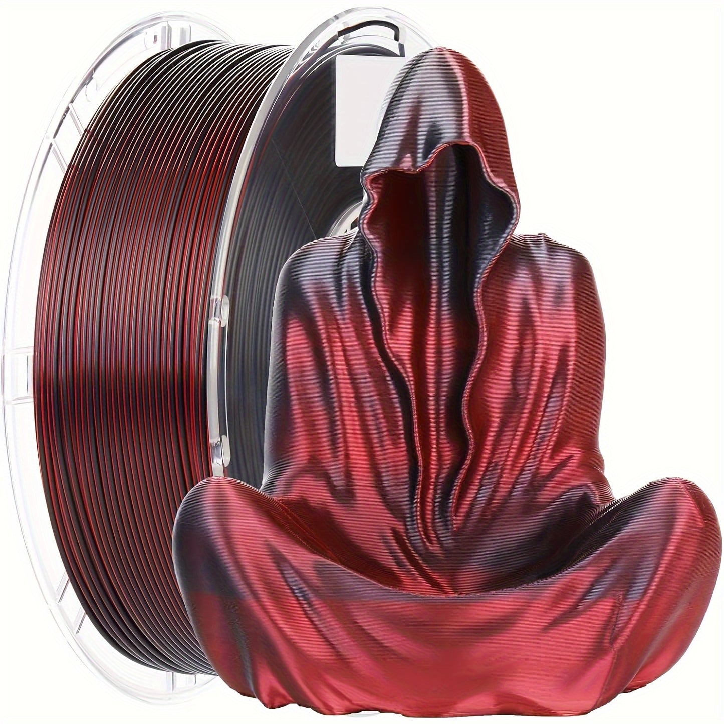 Dual-color red black PLA 3D printer filament, shiny coextrusion, 1KG/2.2lb.