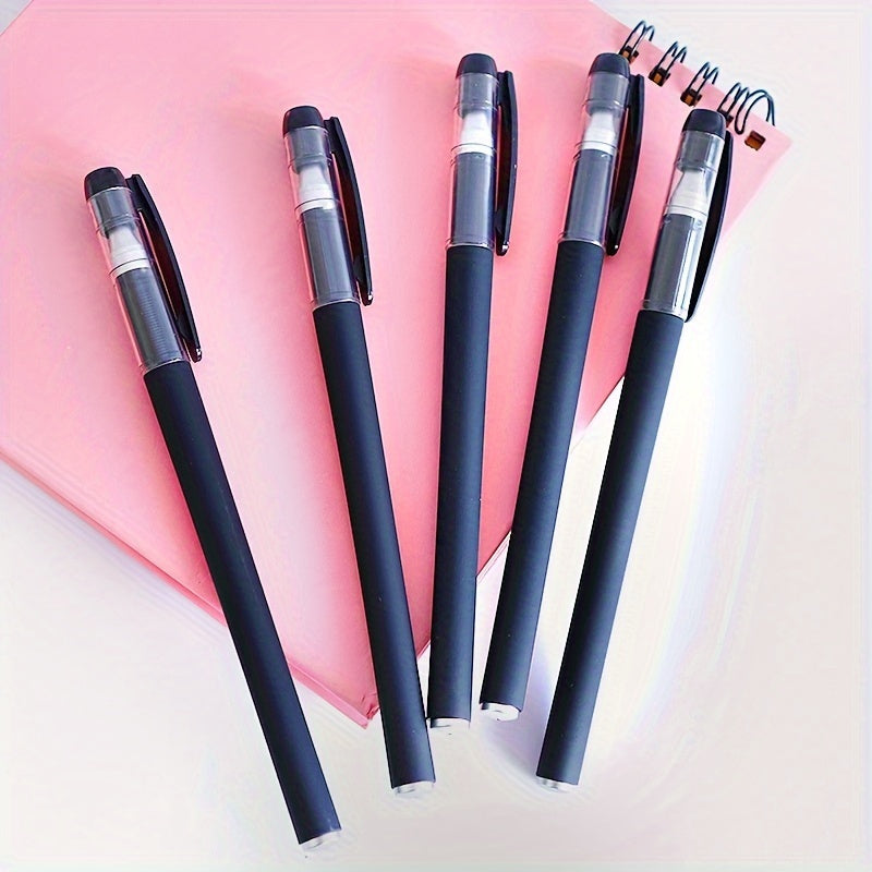 18-piece gel pen set in black, blue, and red ink colors with 0.5mm ballpoint tips, ideal for students and office use.