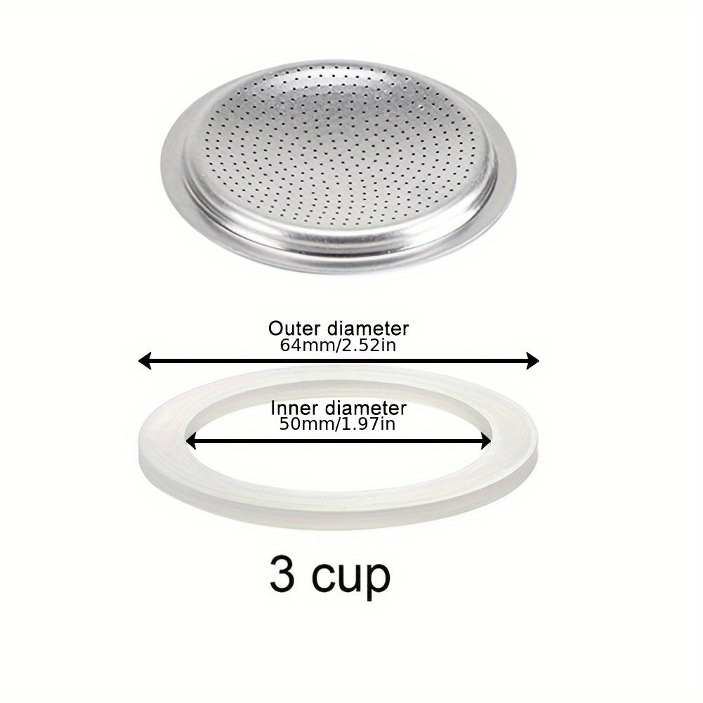 Replace your Moka Pot and Espresso Maker's sealing gasket and coffee filter mesh with 1pc URTUE Silicone Replacement Parts, essential accessories for a perfect brew.