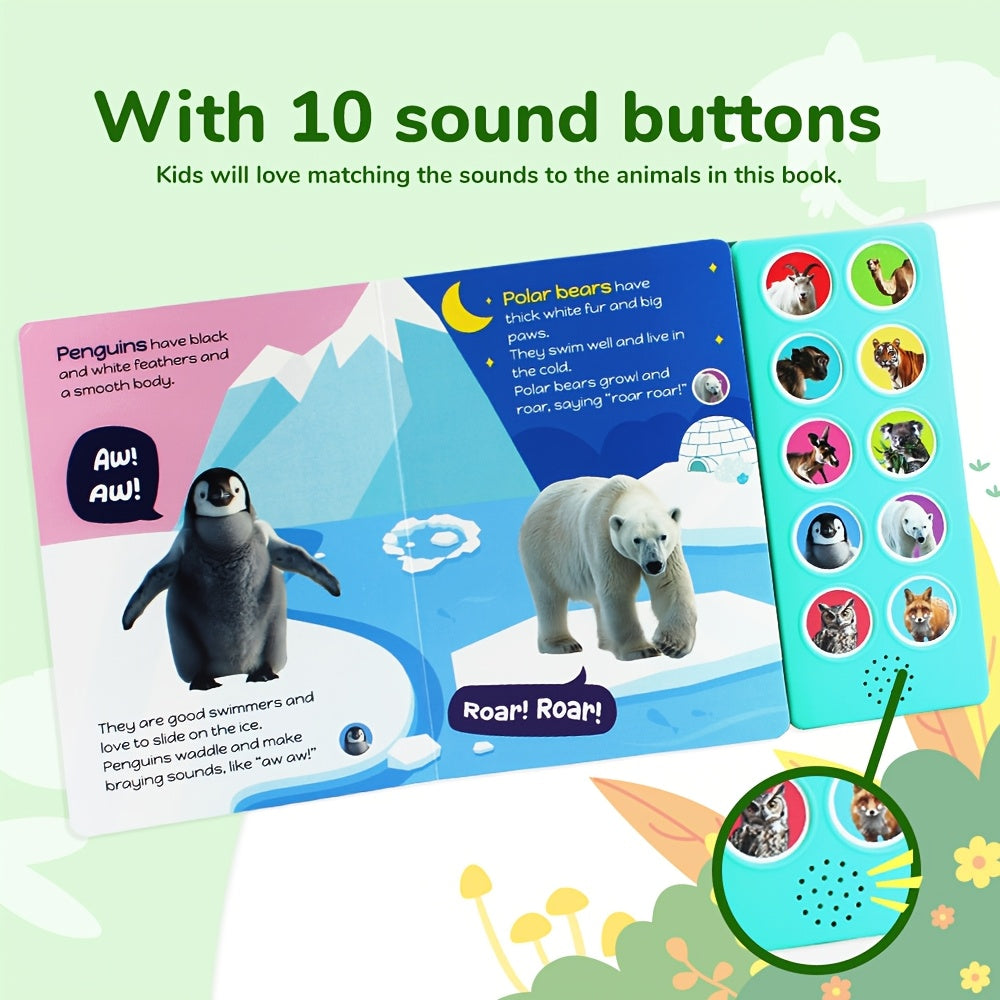 Bear Tale® Tiny Ears Big Roars is a 10-button sound book for children, featuring wild animals. It is an interactive audio book for learning, making it an ideal gift for toddlers.