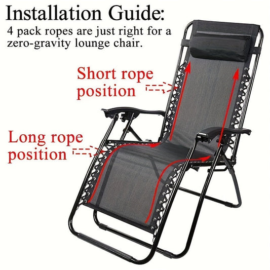 Repair your chairs with ease using the 4-Pack Chair Repair Kit. This durable stretch cord set is suitable for all chair types and is made from fabric material in black color. No power is required for installation, making it a convenient option for home