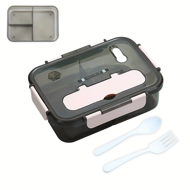 1-Piece Bento Boxes with Utensils - Ideal for On-the-Go Meals - Perfect for Travel, Camping, School, or Office - Safe for Microwave, Dishwasher, and Freezer Use - Durable Plastic Containers