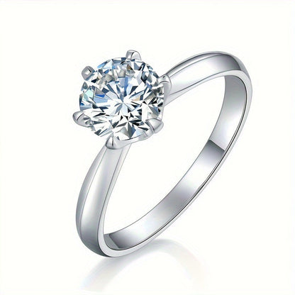 This stunning Classic Six-Prong Moissanite Promise Ring is available in 1, 2, 3, or 5 carat options. Crafted from 925 sterling silver and plated with 18k gold, this high-quality jewelry piece is perfect for engagements or marriages. It is a truly special