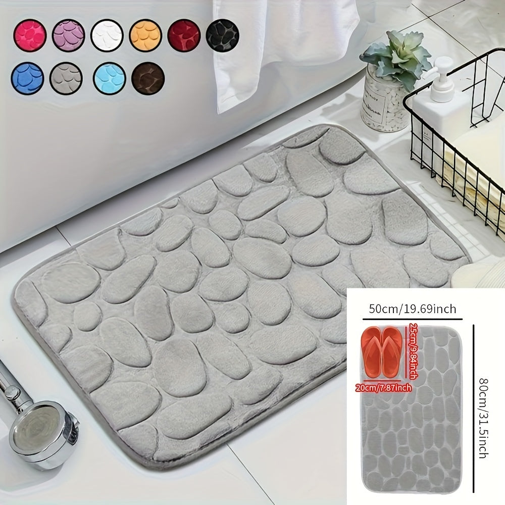 Seashell Bathroom Rug - Durable Polyester Mat with Pebble Embossed Non-Slip Design, Absorbent and Easy to Clean for Home Decor