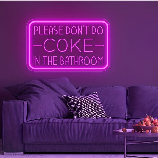 USB-powered LED neon light for wall decoration featuring the message "Please Don't Do In The Bathroom." Perfect for parties or as a Christmas gift.