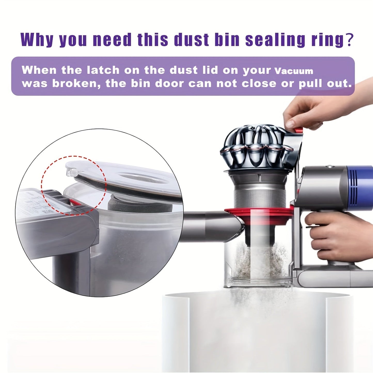 Durable Plastic Dust Bin Cap with Sealing Ring for V7 and V8 Models - Compatible Dirt Cup Accessory for Vacuum Cleaners, Featuring Connector Design for Easy Attachment.