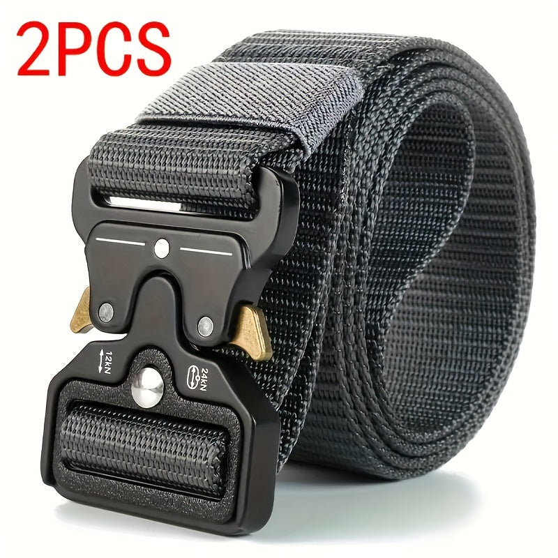 2pcs Tactical Multi-Function Belt for Men - Ideal for Hunting, Outdoors, and Gifting -Strong Plastic Buckle - Great for Valentine's Day