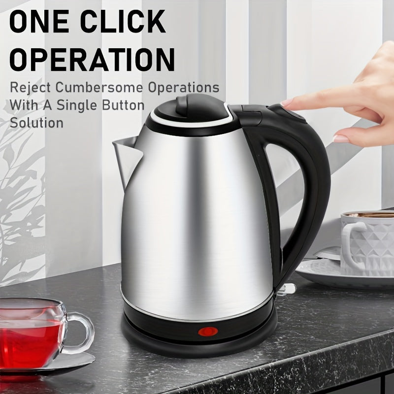 1.8L Stainless Steel Electric Kettle - BPA-Free, 1500W Rapid Boil, Automatic Shut-Off & Dry Boil Safety Features, Stylish Black Accent Design, Perfect for Coffee, Tea & Hot Drinks, European Plug Included