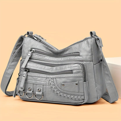 2023 New Fashion Mom Bag: Women's Casual Messenger Bag with Adjustable Strap, Large Capacity and Trendy Sewing Thread Detail.