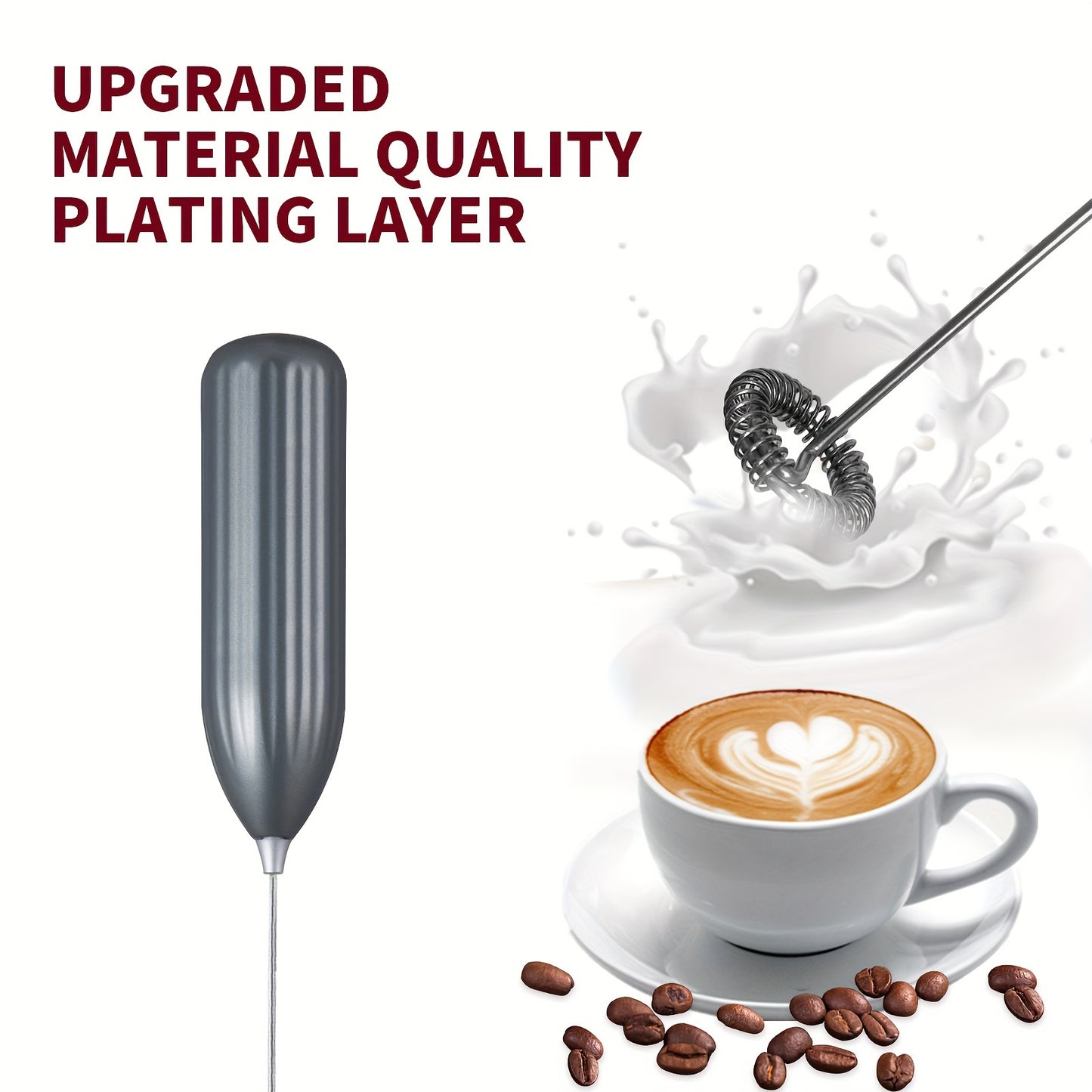 Lalayuan Handheld Electric Milk Frother is made of stainless steel and battery-operated. Perfect for creating foam for coffee, latte, cappuccino, and chocolate. Note: Batteries not included.