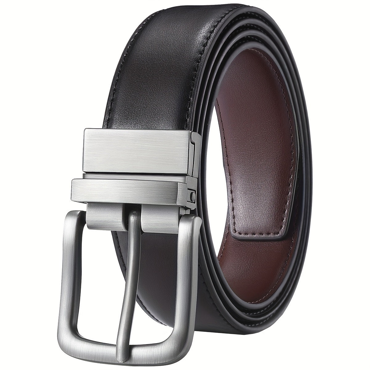 High-quality genuine leather men's belt with a versatile needle buckle design.