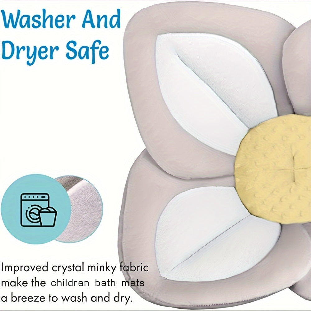 Cute Cartoon Flower Kids Bath Mat - Ultra-Soft Polyester, Non-Slip Safety Mat for Kids' Bath and Sink - Ideal Gift for Kids, Available in Deep Gray, Gray, Blue, and Yellow