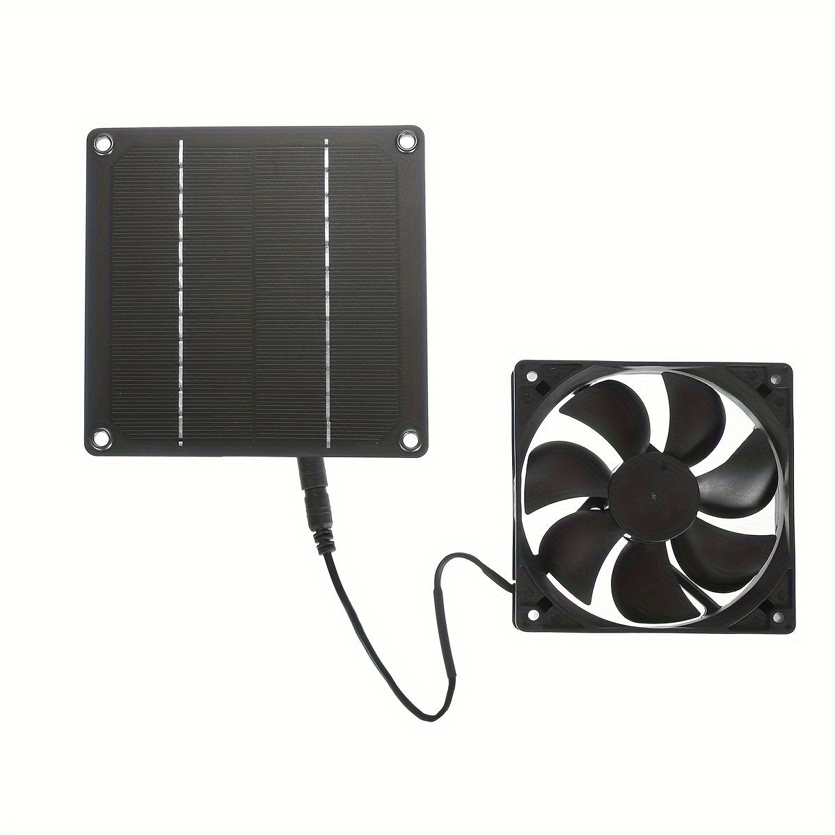 Decorative portable 12V solar-powered exhaust fan, perfect for RVs, greenhouses, and pet houses. Comes with a mini fan.