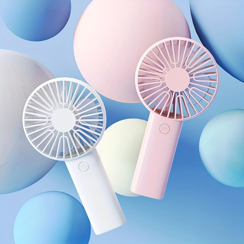 Portable USB Mini Fan in White, Blue, and Pink with Touch Control - Perfect for Office, Travel, Camping, and Picnics. Wearable design makes it convenient to carry around. Rechargeable with Built-in Lithium Battery for on-the-go cooling. Get the Mini Fan