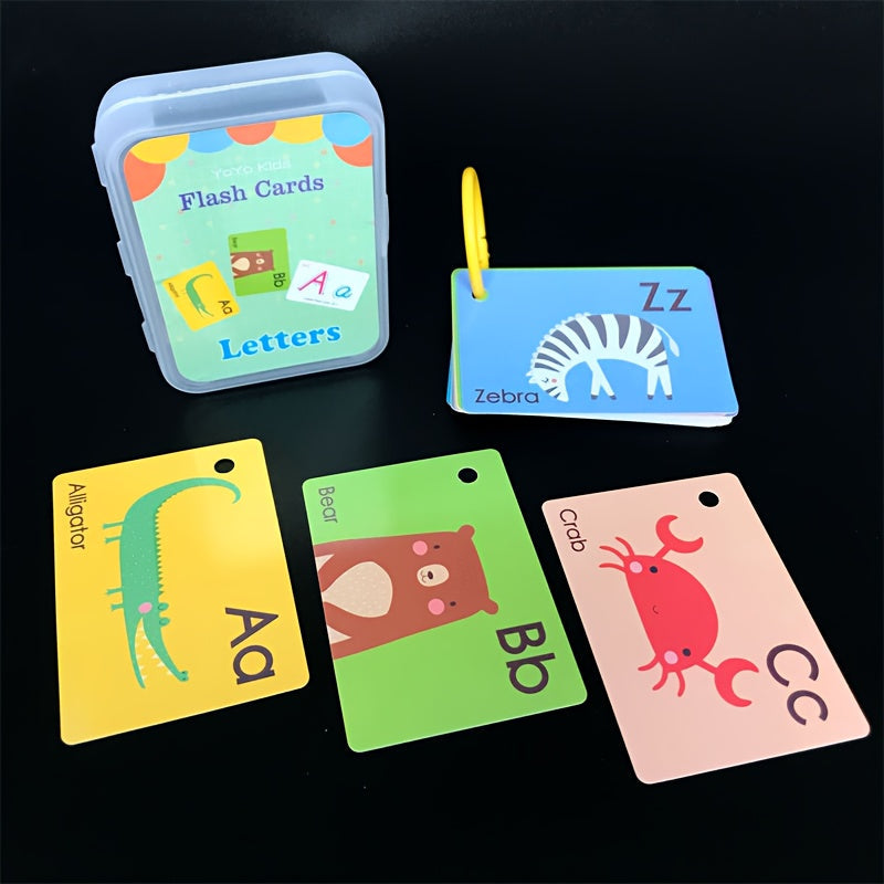 Interactive Flash Card Set for Kids - Learn English Body Parts & Zoo Animals - Made of Sturdy Paper with Handy Storage Box - Fun and Educational Tool for Young Learners