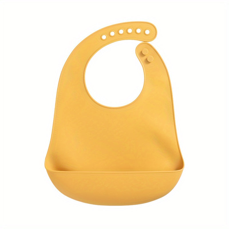 Silicone Baby Bib - BPA Free, Waterproof, Adjustable, Soft, Infant Solid Color Bib for Children's Feeding, with Accessories for Babies