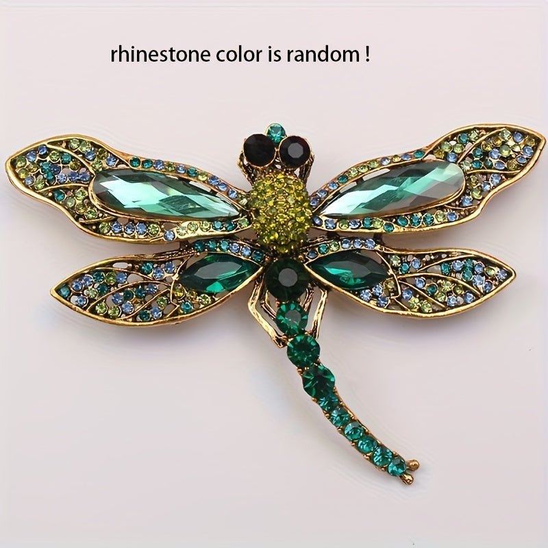 Crystal dragonfly brooch with a vintage touch - a unique accessory for women