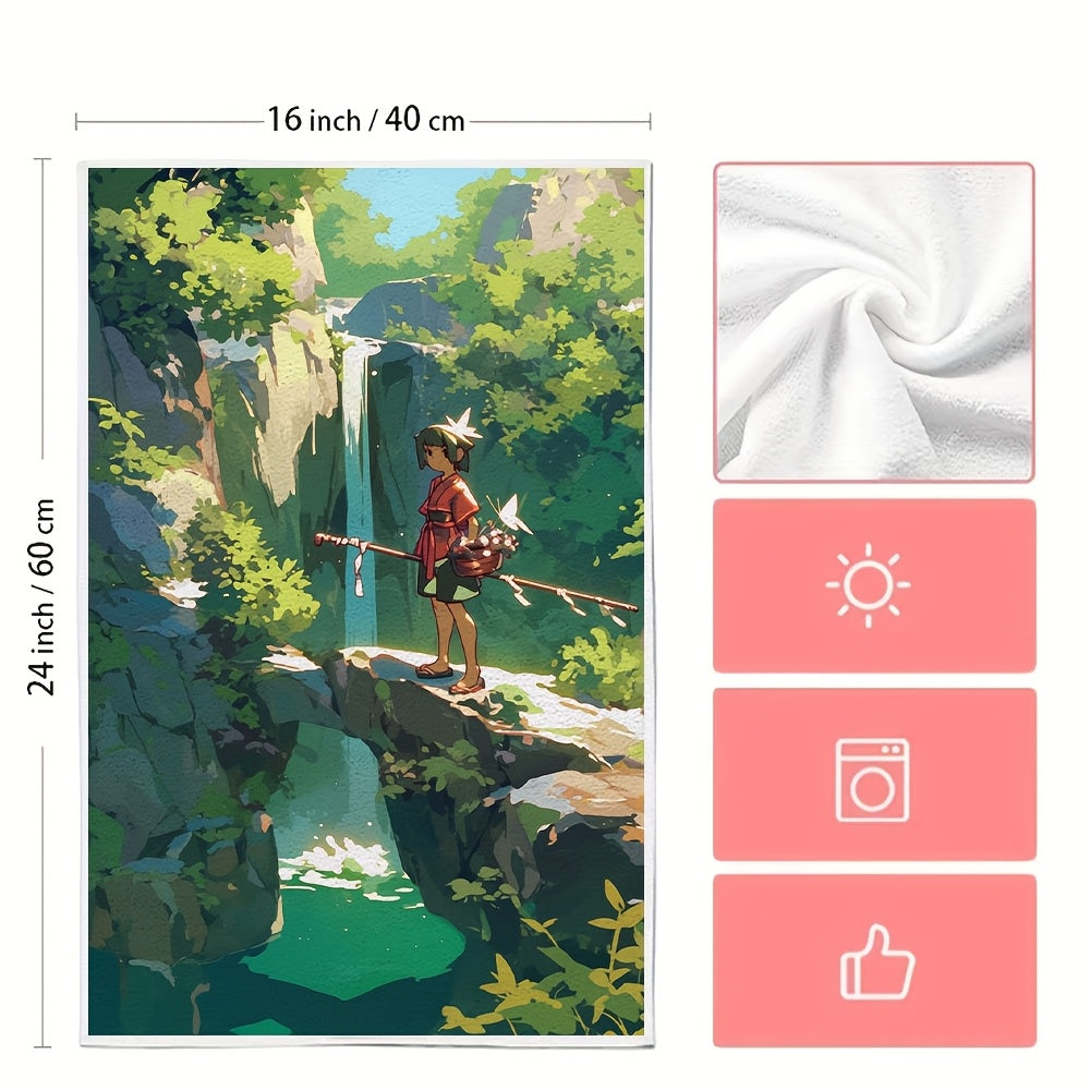 Pair of 2 Luxuriously Soft Kitchen Towels, Ideal for Exploring a Local Waterfall or Spring. These Super Absorbent Towels are Great for Decorating During the Holidays and can be Easily Cleaned in the Washing Machine. Each Towel Measures 40.64 x 60.96 cm.