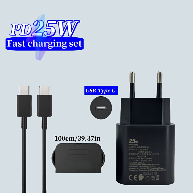 Samsung Galaxy S23 Ultra, S22, Note 20, S24 Fast Charging Plug 25W PD USB Type-C Charger