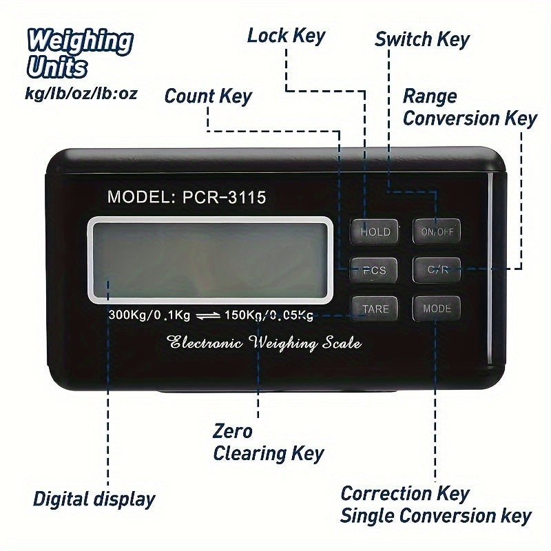 Digital Scale with LCD Backlight Display - 300KG Electronic Postal Scale, Stainless Steel Floor Scale, Portable Shipping Scale, Precision Integrated for Shipping - Useful Tools