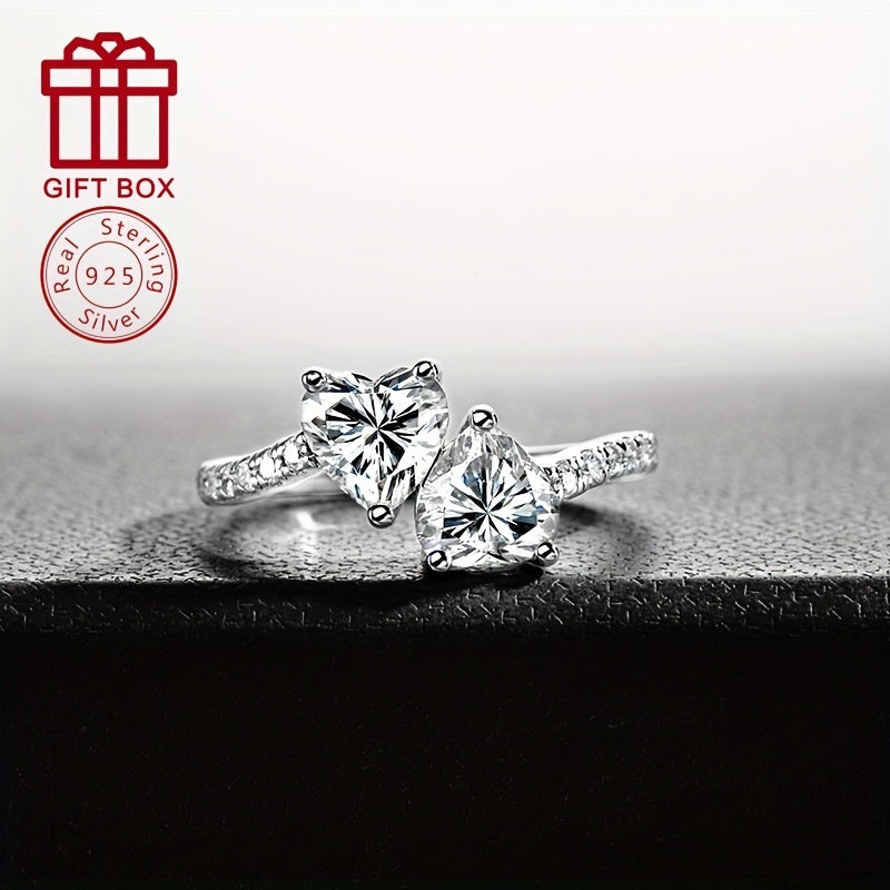 Gift your friends and BFFs this fashionable and novel Women's Eternal Ring, featuring a 925 Silver Moissanite 6.5mm Heart shape main stone with 2CT, adorned with 0.012*14 side stones. The ring weighs a total of 4.6g, making it a stunning accessory for