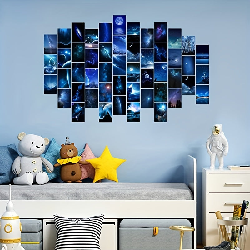 Revamp your space with the 50-piece Galaxy Starry Sky Wall Art Kit and bring the breathtaking beauty of the outer universe into your room with stunning night poster pictures!