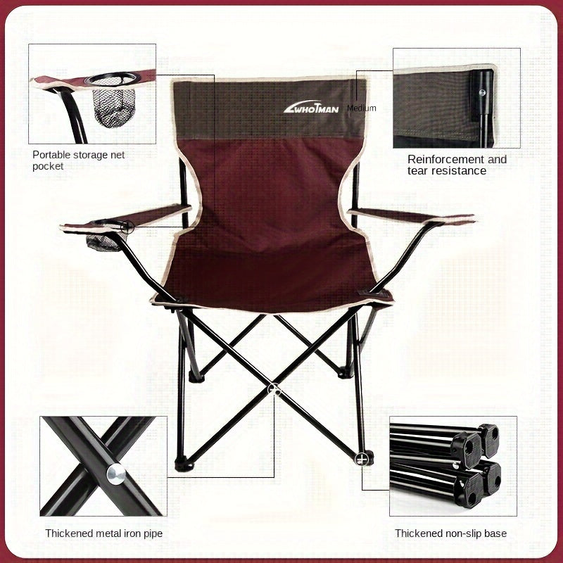 Oxford Folding Chair, portable picnic armchair for outdoor leisure.