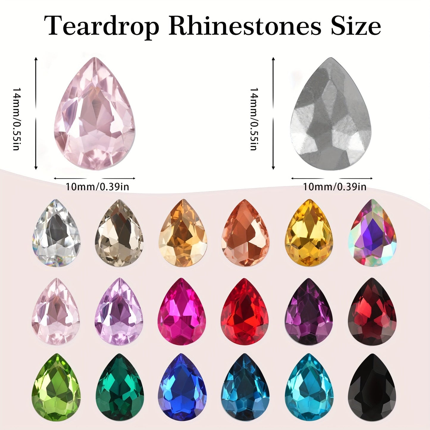 Set of 30 Vibrant Teardrop Rhinestones, Perfect for Adding a Pop of Color to Your DIY Necklace, Bracelet, or Keychain Creations