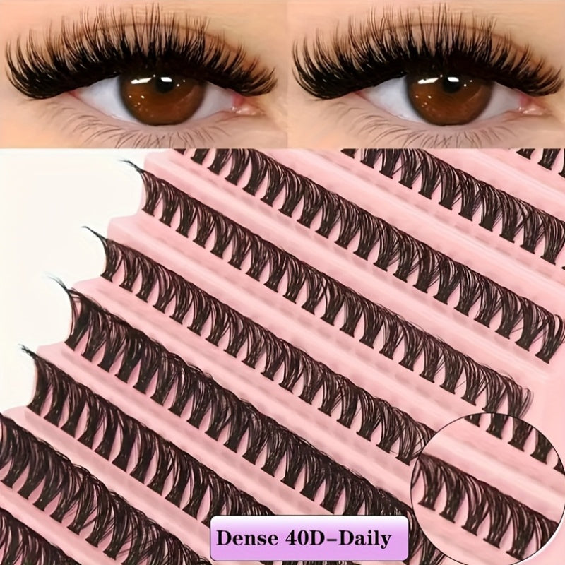 200-piece DIY Eyelash Extension Kit with mixed lengths (8-16mm) in different styles for various makeup looks. Includes natural, thick, extra thick, and cat eye options that are soft