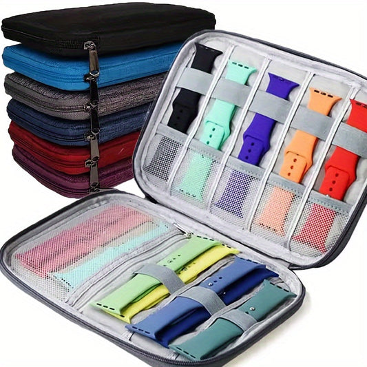 Ideal Choice for Gifts: Multifunctional Portable Travel Watch Organizer Case for Apple Watch. This case includes strap band storage, watchband holder, and pouch for straps.