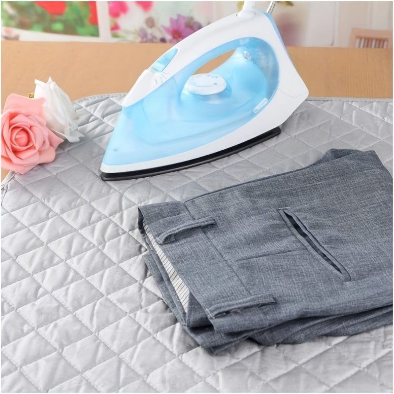 Portable Gray Ironing Board Pad, Flower Circle Dryer Heat Resistant Pad, Thickened Silvery Coated Ironing Board Replacement with Magnetic Ironing Pad - 83.82cm X 45.72cm. Ideal for Travel, Hotel or Dormitory Use. Perfect for Desktop Ironing.