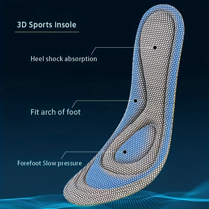 10pcs/5pairs of 5D Memory Foam Insoles for Men's and Women's Shoes - Sweat-absorbing pads for running and sports shoes.