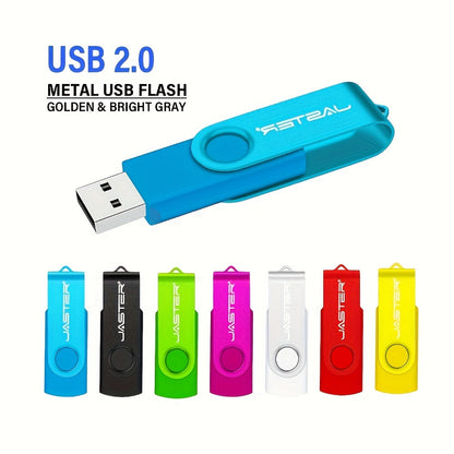 JASTER 128GB High-Speed USB 2.0 Flash Drive with Rotatable Metal Memory Stick, Keychain, and Bright Colors - Perfect for Business Gifting