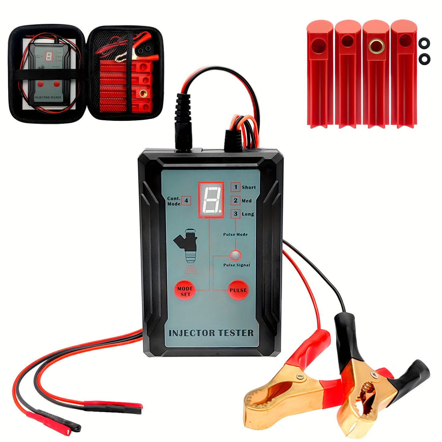 New upgraded injector tester simultaneously tests both injectors with 8 pulse power drive mode using new red rod.